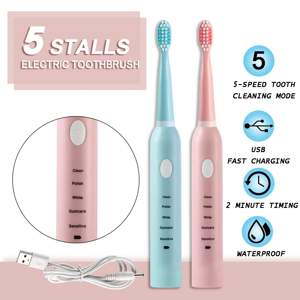 5 Modes AZ-3 Pro Sonic Electric Toothbrush Rechargeable USB Charging 4 Replacement Heads Waterproof Timer for Adults Tooth Clean
5 Modes AZ-3 Pro Sonic Electric Toothbrush Rechargeable USB Charging 4 Replacement Heads Waterproof Timer for Adults Tooth Clean