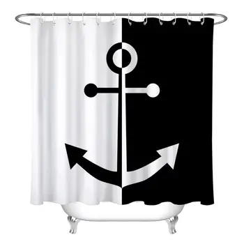 72‘’ Black And White Nautical Anchor Bathroom Waterproof Fabric Shower Curtain Polyester 12 Hooks Bath Accessory Sets
72‘’ Black And White Nautical Anchor Bathroom Waterproof Fabric Shower Curtain Polyester 12 Hooks Bath Accessory Sets