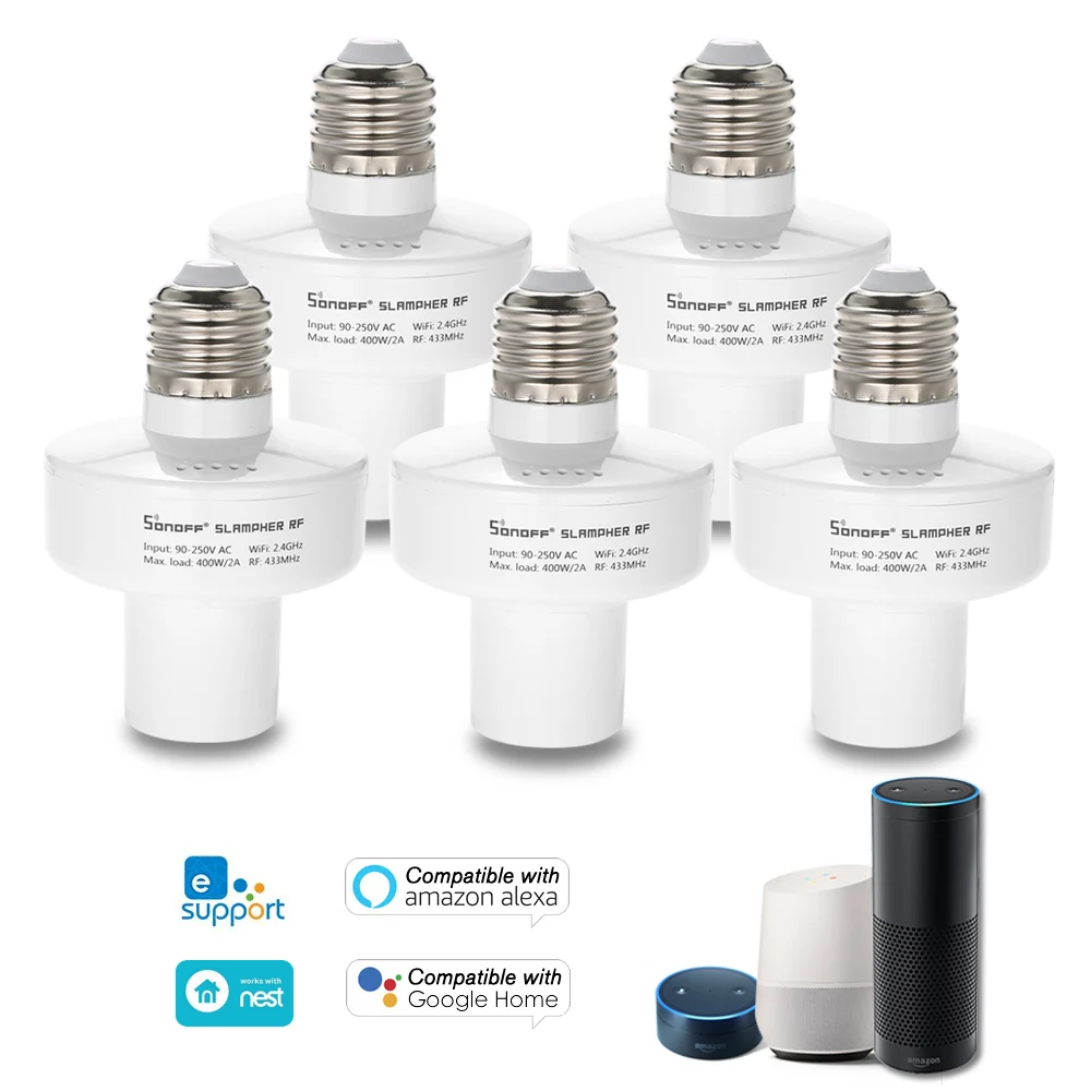 SONOFF WiFi Light Bulb Holder 433MHz RF E27 Wireless Lamp Holder Works with Amazon Alexa & for Google Home/Nest for Smart Home
SONOFF WiFi Light Bulb Holder 433MHz RF E27 Wireless Lamp Holder Works with Amazon Alexa & for Google Home/Nest for Smart Home