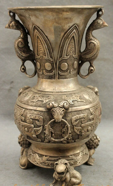bi003472 11" Chinese Palace Silver Phoenix Lion Sheep Head Statue Zun Bottle Pot Vase
bi003472 11" Chinese Palace Silver Phoenix Lion Sheep Head Statue Zun Bottle Pot Vase