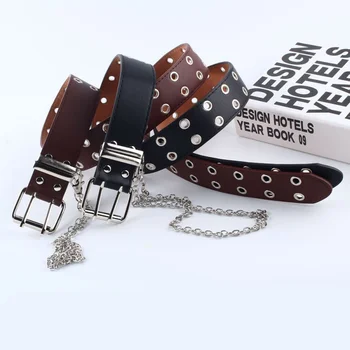 B Women Fashion Belt Adjustable Black Double/Single Eyelet Grommet Leather Buckle Belt for women harajuku cinturones para mujer
B Women Fashion Belt Adjustable Black Double/Single Eyelet Grommet Leather Buckle Belt for women harajuku cinturones para mujer
