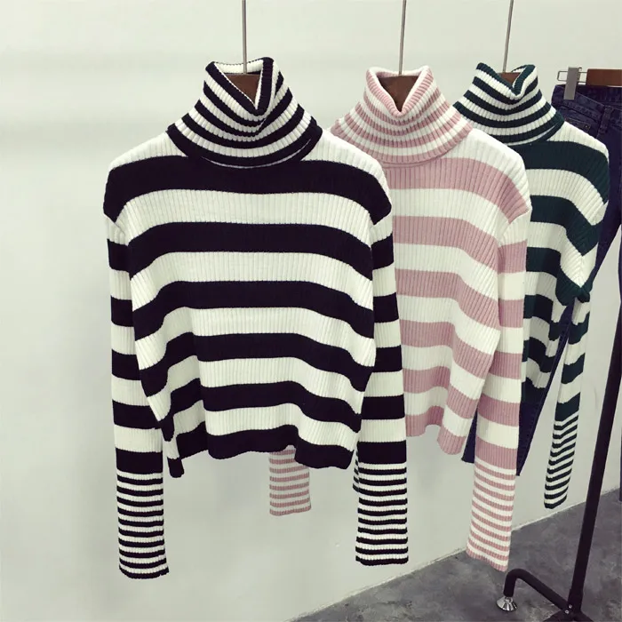 2018 Real Standard Full Pull Poncho New Arrival Autumn Winter Women Slim Waist Korean Female Sleeve Stripe Turtleneck Sweater 
2018 Real Standard Full Pull Poncho New Arrival Autumn Winter Women Slim Waist Korean Female Sleeve Stripe Turtleneck Sweater