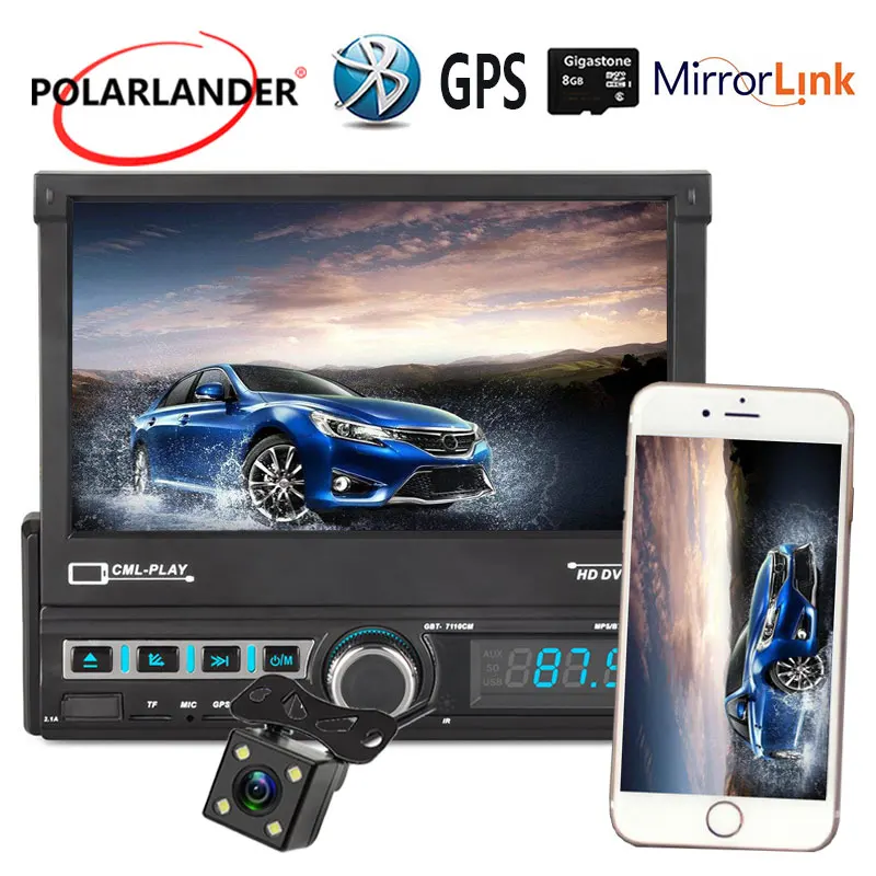 U Disk Playback 1 DIN radio cassette player Car GPS Navigation Reversing Image Radio 7 Inch Retractable Bluetooth Autoradio | Автомобили и