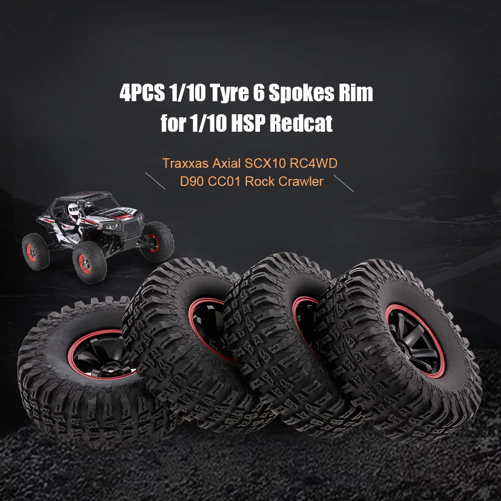 4PCS RC Car 1:10 RC Buggy Tyre 6 Spokes Rim for 1:10 HSP Redcat Traxxas Axial SCX10 RC4WD D90 CC01 Rock Crawlers RC Cars Parts
4PCS RC Car 1:10 RC Buggy Tyre 6 Spokes Rim for 1:10 HSP Redcat Traxxas Axial SCX10 RC4WD D90 CC01 Rock Crawlers RC Cars Parts