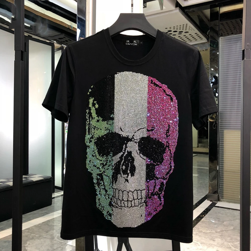 mens designer t shirts men short sleeve fashion crystal Striped color big skull man t-shirt male high quality 100% cotton tees
mens designer t shirts men short sleeve fashion crystal Striped color big skull man t-shirt male high quality 100% cotton tees