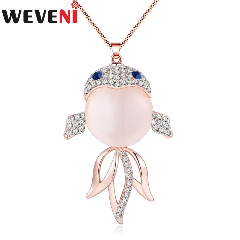 WEVENI Statement Rhinestone Alloy Opal Goldfish Necklace Pendant Fashion Sea Ocean Animal Jewelry For Women Girls Gift Wholesale
WEVENI Statement Rhinestone Alloy Opal Goldfish Necklace Pendant Fashion Sea Ocean Animal Jewelry For Women Girls Gift Wholesale