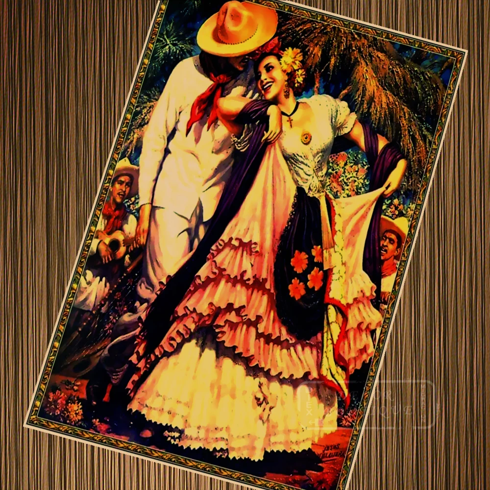 Плакат с изображением страстной танцующей мексиканской девушки 6 вариантов