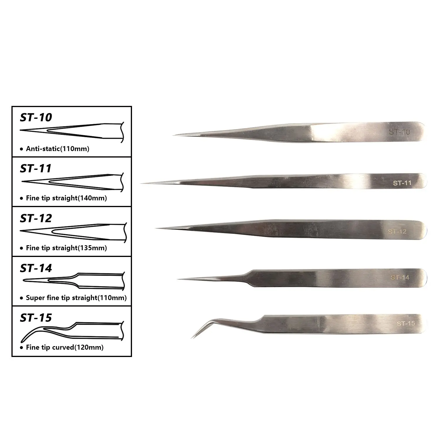 Long straight curved tip Stainless ST/ST series of Tweezers for Eyelash Extension eyelash T tweezers volume lashes tweezers
Long straight curved tip Stainless ST/ST series of Tweezers for Eyelash Extension eyelash T tweezers volume lashes tweezers