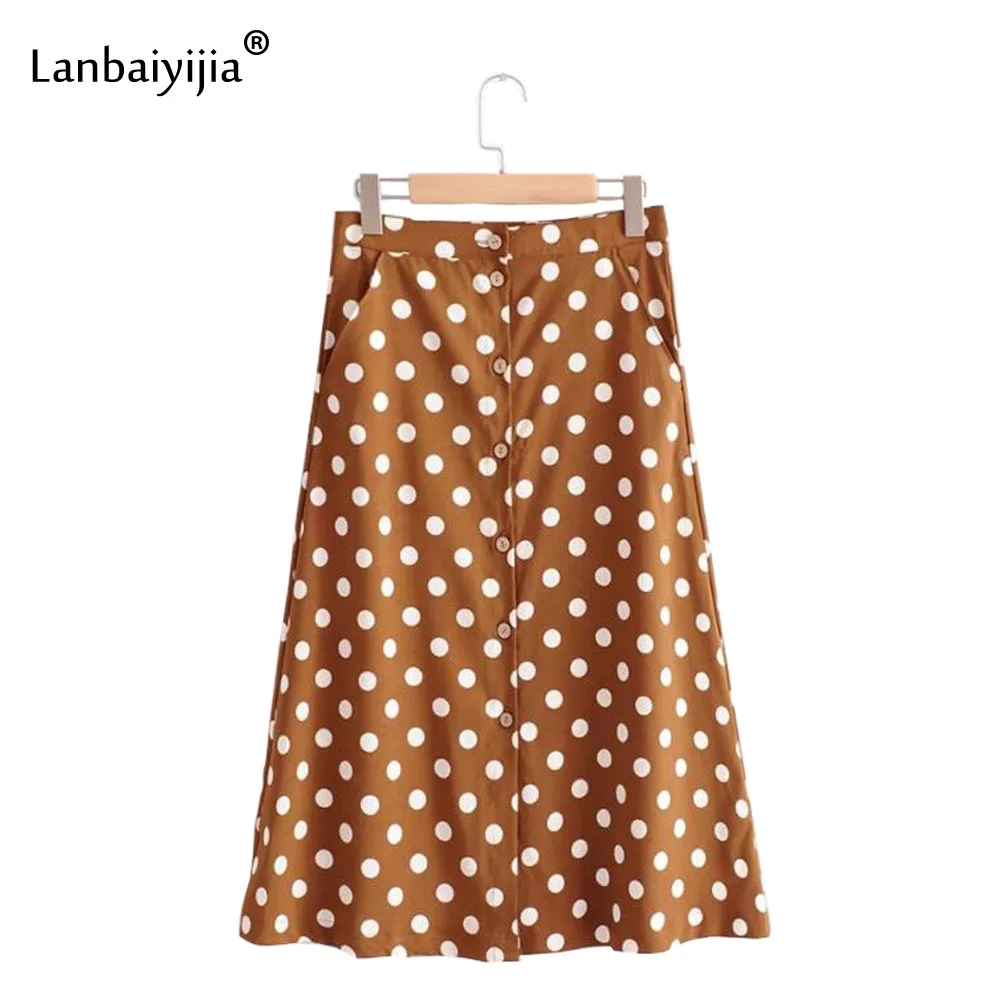 Lanbaiyijia Newest Summer wave point skirt Women High Waist single breasted packets elegant skirts Mid-Calf A-Line Skirt S M L
Lanbaiyijia Newest Summer wave point skirt Women High Waist single breasted packets elegant skirts Mid-Calf A-Line Skirt S M L