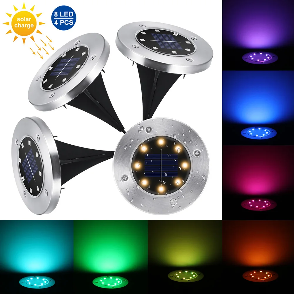 4pcs RGB Solar Ground Light Waterproof Garden Pathway Deck Lights With 8 LEDs Solar Lamp For Home Yard Driveway Lawn Road
4pcs RGB Solar Ground Light Waterproof Garden Pathway Deck Lights With 8 LEDs Solar Lamp For Home Yard Driveway Lawn Road