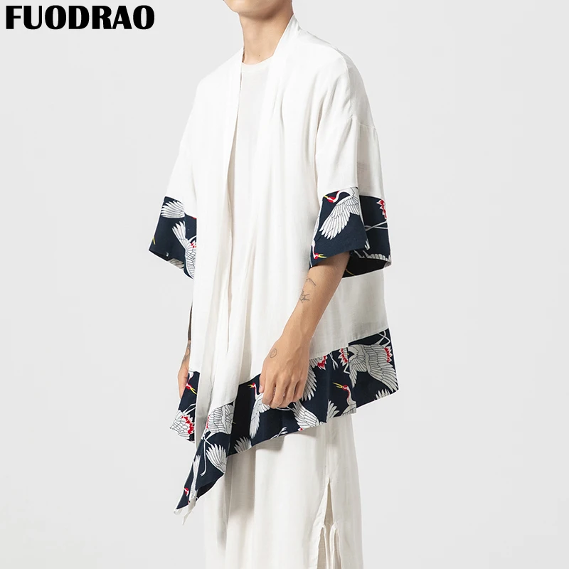 Мужская куртка-кимоно FUODRAO куртка-кардиган в японском стиле ветровка Харадзюку