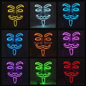 2020 lighting Halloween Vendetta Mask 10 colors el wire neon Masks as gift For Festival Carnival Dance Night Party decoration
2020 lighting Halloween Vendetta Mask 10 colors el wire neon Masks as gift For Festival Carnival Dance Night Party decoration