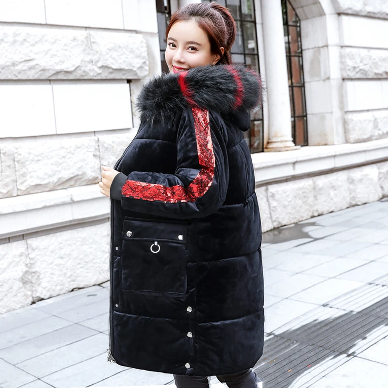 With Sequins 2019 New Arrival Winter Jacket Women With Thicken Fur Hooded Velvet Female Long Parka Outwear Coat High Quality
With Sequins 2019 New Arrival Winter Jacket Women With Thicken Fur Hooded Velvet Female Long Parka Outwear Coat High Quality