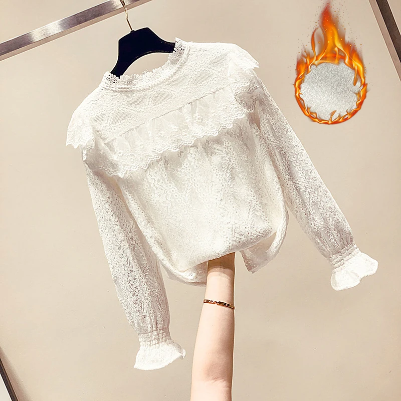 MUMUZI Lace Blouse Women Winter Casual Long sleeve Lace Patchwork Tops Women Blouse Shirt warm fleece ruffles shirts tops
MUMUZI Lace Blouse Women Winter Casual Long sleeve Lace Patchwork Tops Women Blouse Shirt warm fleece ruffles shirts tops