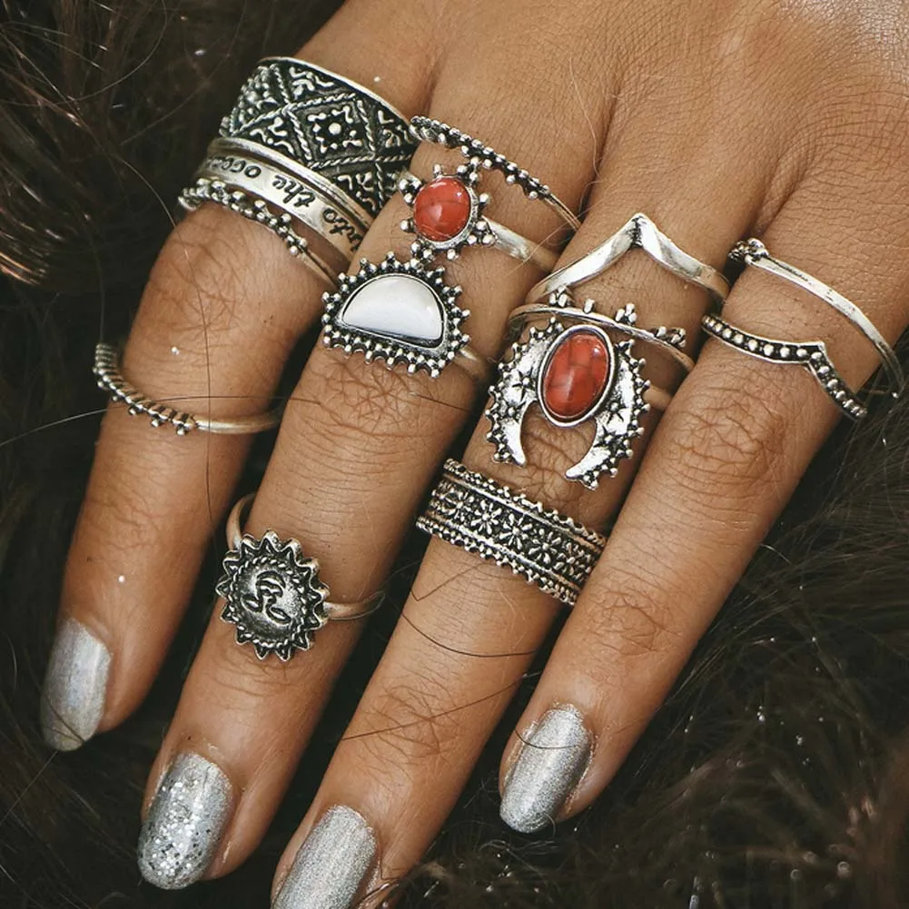 New Fashion boho Retro silver color Jewelry Bohemian Red Color Boho Stone Sun 14pcs / sets Sentence Rings for women
New Fashion boho Retro silver color Jewelry Bohemian Red Color Boho Stone Sun 14pcs / sets Sentence Rings for women