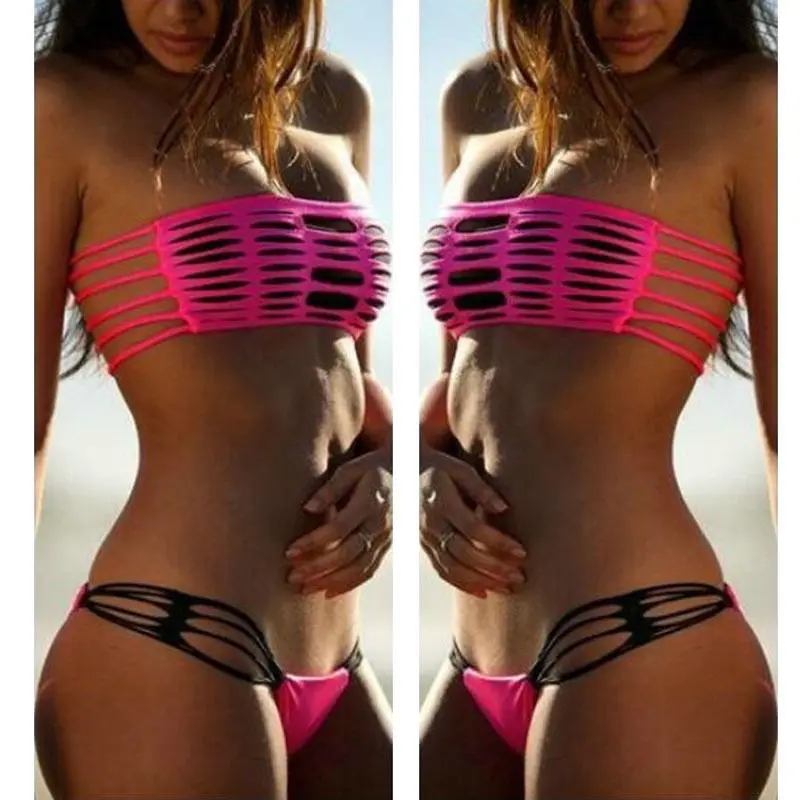 Sexy Women Swimwear Hole Bandage Strapless Bikini Set Thong Brazilian Push-up Padded Bather Suit Swimsuit Swimming Suit
Sexy Women Swimwear Hole Bandage Strapless Bikini Set Thong Brazilian Push-up Padded Bather Suit Swimsuit Swimming Suit