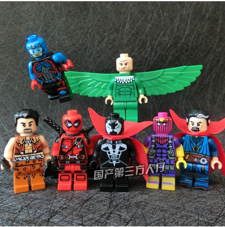 7pcs Vulture The Atom Spawn Doctor Strange Zemo Hunter Kraven Armor Deadpool Double Face minifig Building Blocks Kids Toys
7pcs Vulture The Atom Spawn Doctor Strange Zemo Hunter Kraven Armor Deadpool Double Face minifig Building Blocks Kids Toys