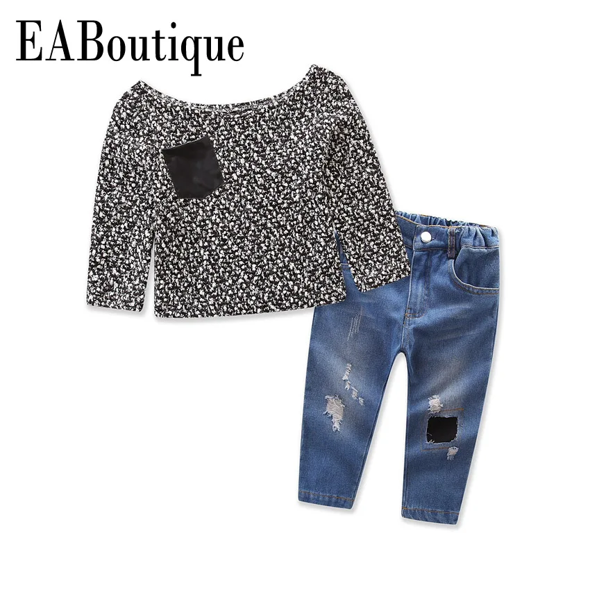 EABoutique Winter girls clothes Fashion Shoulderless long sleeve sweater with rock hole jeans winter suits for girls
EABoutique Winter girls clothes Fashion Shoulderless long sleeve sweater with rock hole jeans winter suits for girls