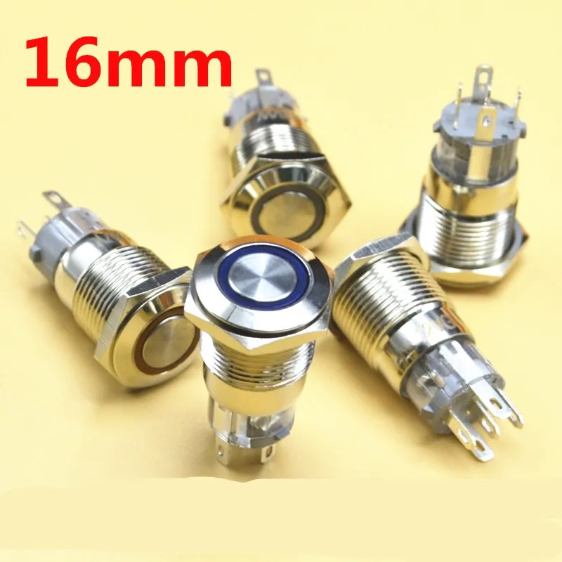 16mm Metal Annular Push Button Switch Ring LED 5-380V 12V 6V Self-lock Momentary Latching non-fixed Waterproof Car Auto Engine
16mm Metal Annular Push Button Switch Ring LED 5-380V 12V 6V Self-lock Momentary Latching non-fixed Waterproof Car Auto Engine