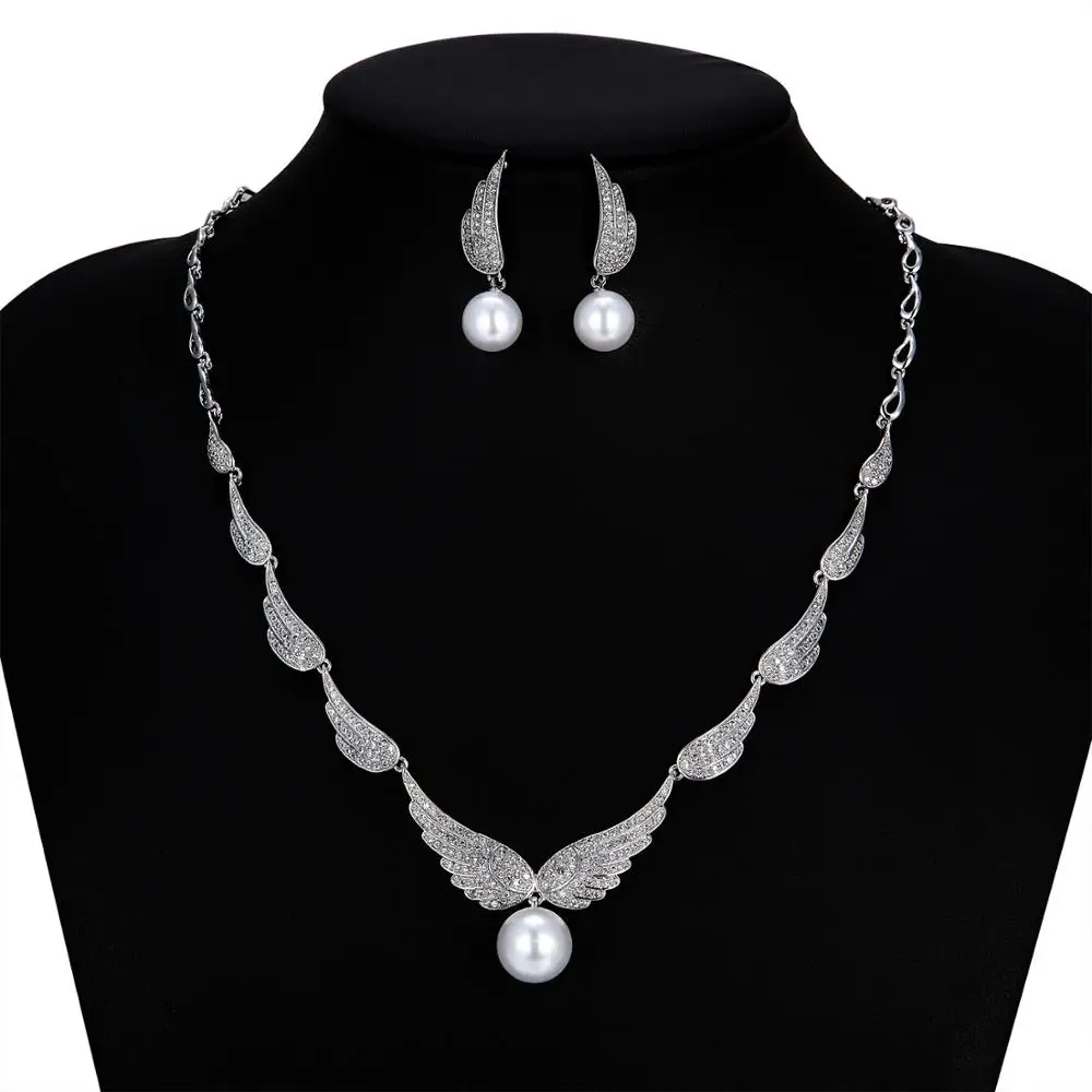 CZ Cubic Zirconia Pearls Bridal Wedding Angel Wings Necklace Earring Set Jewelry Sets for Women Prom Jewelry Accessories CN10250
CZ Cubic Zirconia Pearls Bridal Wedding Angel Wings Necklace Earring Set Jewelry Sets for Women Prom Jewelry Accessories CN10250