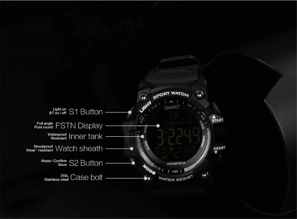 Αδιάβροχο Smartwatch LCD EX16 Ρολόι Sport Bluetooth με Βηματομετρητή Αδιάβροχο Smartwatch LCD EX16 Ρολόι Sport Bluetooth με Βηματομετρητή