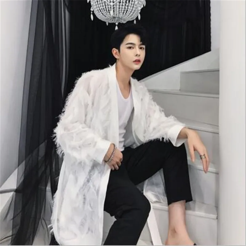 Summer thin perspective trench coat men feather tassel long coat men sexy fringed cardigan punk rave windbreaker abrigo hombre
Summer thin perspective trench coat men feather tassel long coat men sexy fringed cardigan punk rave windbreaker abrigo hombre