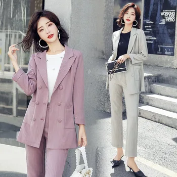 New hot women's suit two-piece suit (jacket + pants) women's fashion double-breasted solid color suit women's business suit
New hot women's suit two-piece suit (jacket + pants) women's fashion double-breasted solid color suit women's business suit