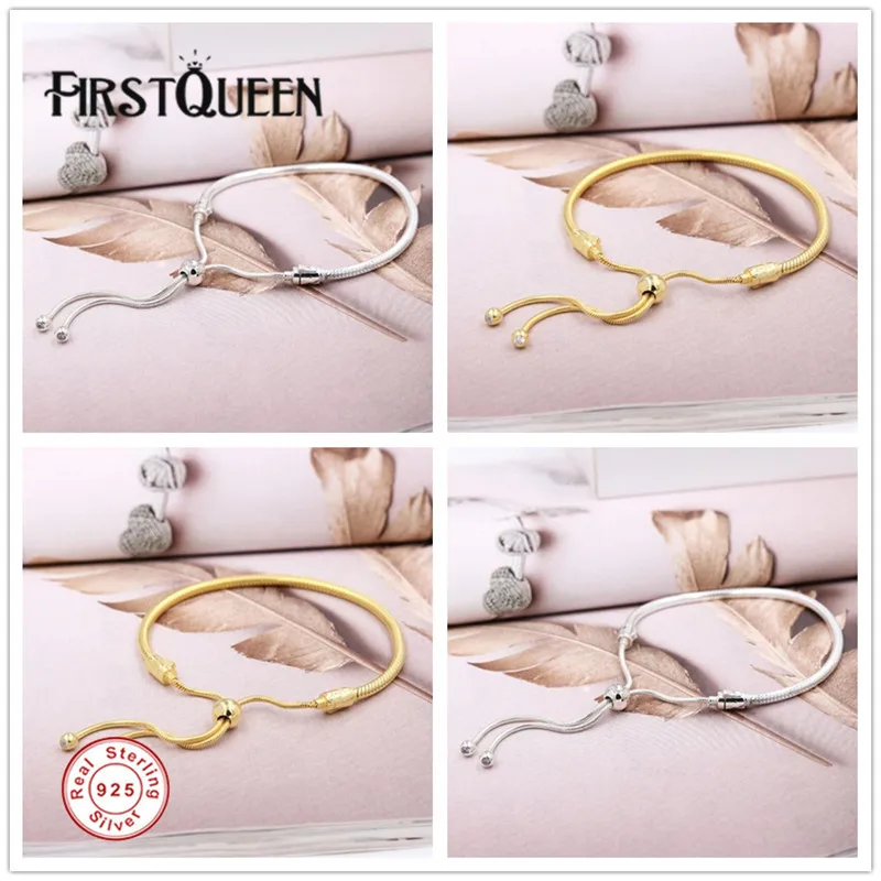 FirstQueen Sliding Bracelet Pure 925 Sterling Silver & Rose Gold & Shine 16cm to 28cm Fine Jewelry Fits Most Charms Beads
FirstQueen Sliding Bracelet Pure 925 Sterling Silver & Rose Gold & Shine 16cm to 28cm Fine Jewelry Fits Most Charms Beads