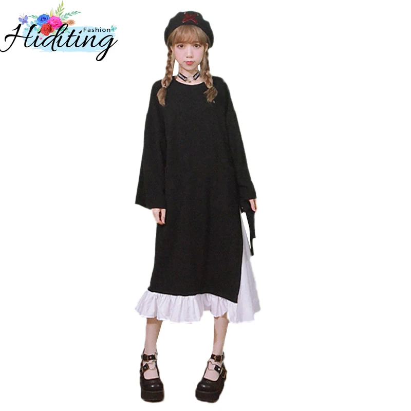 Фото Large Size Dress 2021 Autumn New Loose Lovely Girl Long Dresses Spring Fashion Pullover Round Neck Xl-4Xl Win42  Женская | Женские платья (32966622077)