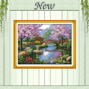 The beautiful scenery of Park,11CT printed on canvas DMC 14CT Cross Stitch kit,needlework embroidery Set,Scenic Home Decoration