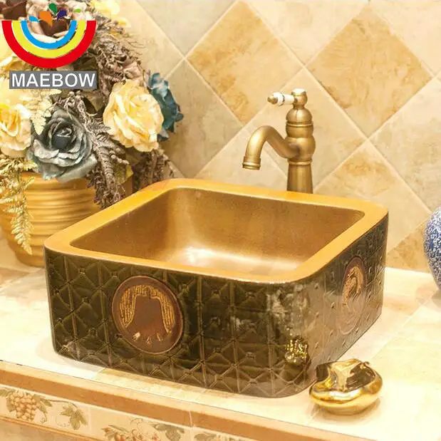 Handmae Artistic Embossed China Vintage Bronze Ware Style Porcelain Wash Basin Ceramic Countertop Bathroom Sink
Handmae Artistic Embossed China Vintage Bronze Ware Style Porcelain Wash Basin Ceramic Countertop Bathroom Sink