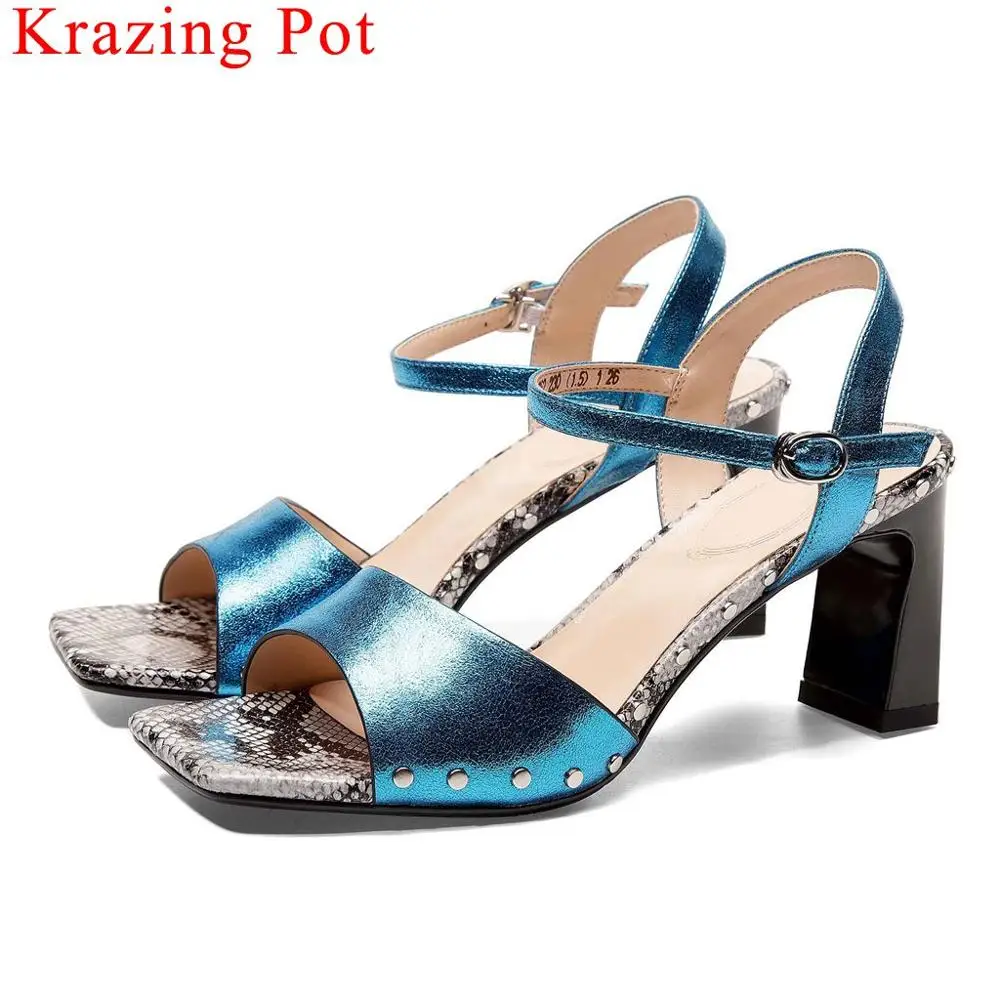 Krazing Pot European designer high heels buckle strap natural leather peep toe women sandals snakeskin grain dress shoes L62
Krazing Pot European designer high heels buckle strap natural leather peep toe women sandals snakeskin grain dress shoes L62