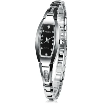 AESOP Diamond Tungsten Steel Watch Women sliver band black face Elegant Hours Ladies Clock Femme Relogio Feminino wine red 8227
AESOP Diamond Tungsten Steel Watch Women sliver band black face Elegant Hours Ladies Clock Femme Relogio Feminino wine red 8227