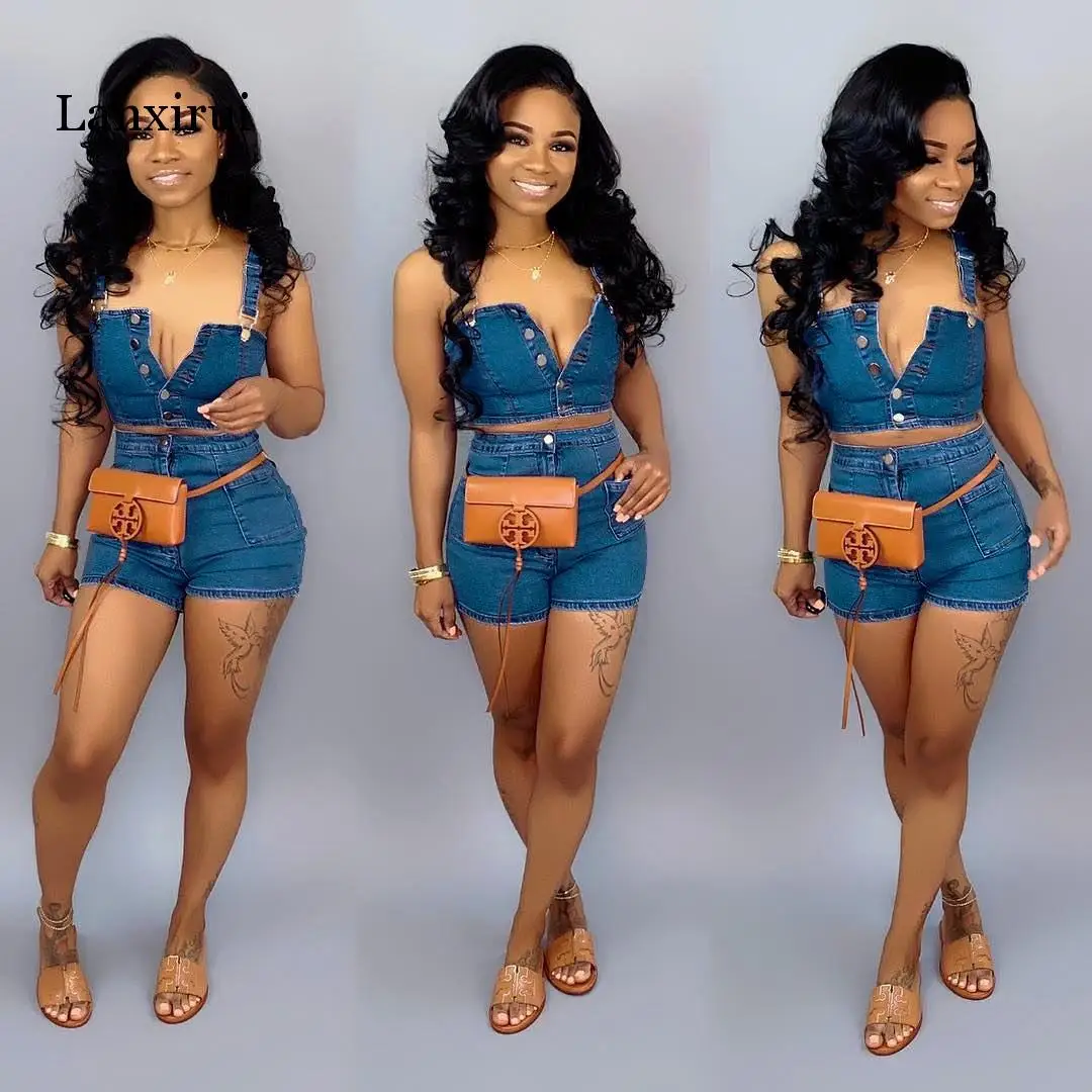 Sexy Women 2 Two Piece Set Summer Denim Set Sleeveless Jeans Crop Top + Shorts Suit Blue Denim Matching Set Outfit
Sexy Women 2 Two Piece Set Summer Denim Set Sleeveless Jeans Crop Top + Shorts Suit Blue Denim Matching Set Outfit