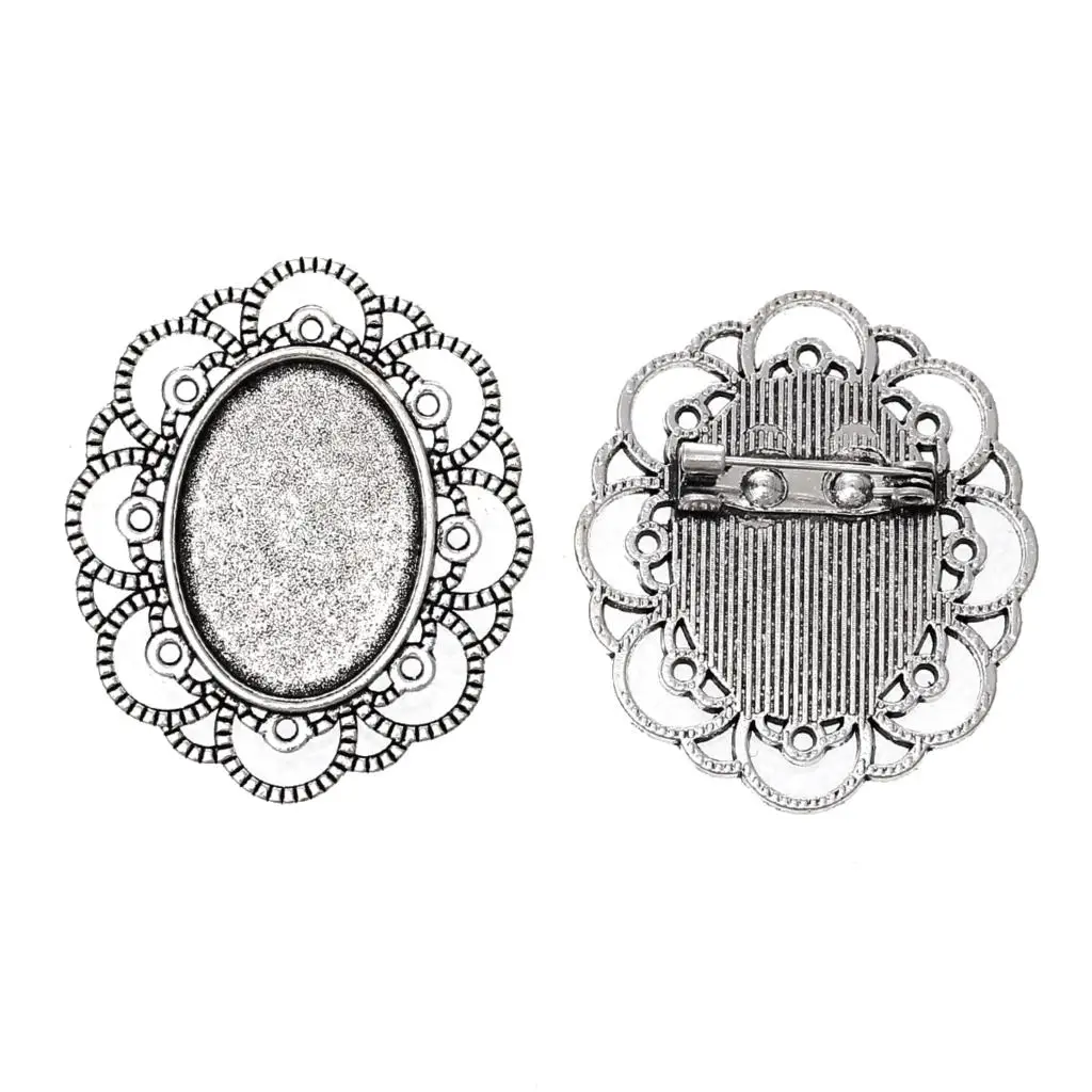 Zinc metal alloy Brooches Findings Oval Antique Silver Cabochon Settings(Fits 25mm x 18mm)4cm x 3.4cm ,1 Piece
Zinc metal alloy Brooches Findings Oval Antique Silver Cabochon Settings(Fits 25mm x 18mm)4cm x 3.4cm ,1 Piece