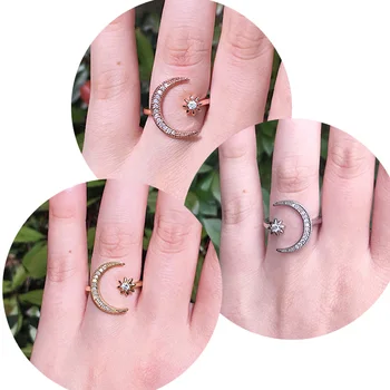 Huitan Luxury Women Rings Romantic Star&Moon Shaped Design Cute Surprise Birthday Gift For Female Three Metal Color Available
Huitan Luxury Women Rings Romantic Star&Moon Shaped Design Cute Surprise Birthday Gift For Female Three Metal Color Available