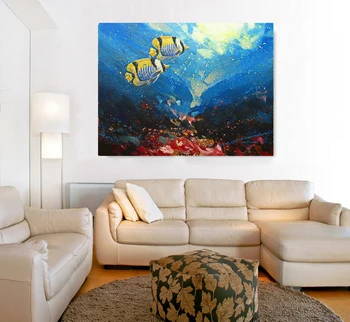 Modern handmade painting sea fish on oil canvas for living room decor and wallpaper, gallery 
Modern handmade painting sea fish on oil canvas for living room decor and wallpaper, gallery