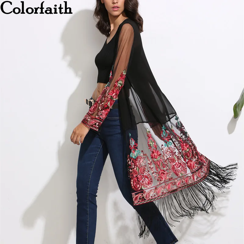 2017 Kimono Cardigan Fashion Sexy Transparent Chiffon Retro Tribal Embroidery Tassel Sun Shirts Blouses Women Tops CA6704
2017 Kimono Cardigan Fashion Sexy Transparent Chiffon Retro Tribal Embroidery Tassel Sun Shirts Blouses Women Tops CA6704