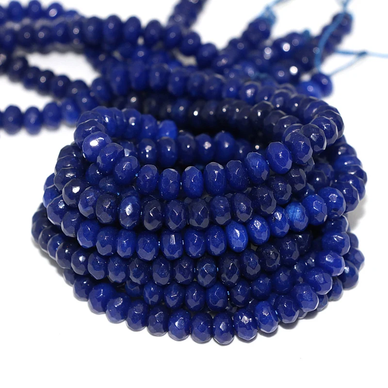 

Natural stone blue jades 5*8mm abacus faceted rondelle loose beads chalcedony stone new fashion women jewelry making 15inch B154