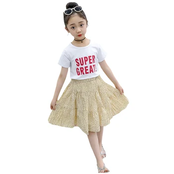 Girl Clothes Skirt Set Letter Printing Short-sleevedT-shirt Lotus Shape Short Dress 3-11 Y Child Quality Clothing 2019 Hot Sale 
Girl Clothes Skirt Set Letter Printing Short-sleevedT-shirt Lotus Shape Short Dress 3-11 Y Child Quality Clothing 2019 Hot Sale