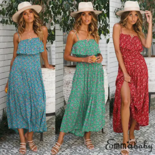 Hot 2019 Sexy Women Boho Floral Sleeveless Floeal Strappy Slash Neck Long Maxi Dress Casual Party Evening Summer Beach Sundress
Hot 2019 Sexy Women Boho Floral Sleeveless Floeal Strappy Slash Neck Long Maxi Dress Casual Party Evening Summer Beach Sundress