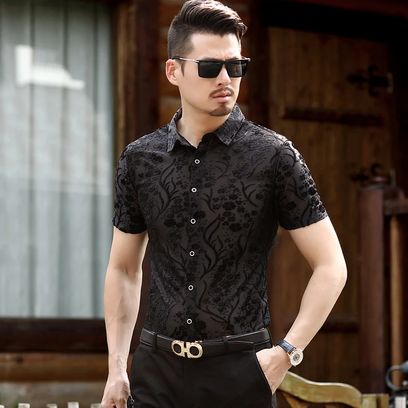 New summer 2018 mens fashion hollow floral clothes sexy man see through shirts mens male short sleeve transparent dress shirts
New summer 2018 mens fashion hollow floral clothes sexy man see through shirts mens male short sleeve transparent dress shirts