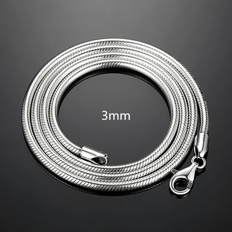 Pure Silver 925 Necklaces for Men Women 3mm Snake Chain Necklace Choker Collier 16-24 inch Fashion Jewelry Accessories Bijoux
Pure Silver 925 Necklaces for Men Women 3mm Snake Chain Necklace Choker Collier 16-24 inch Fashion Jewelry Accessories Bijoux