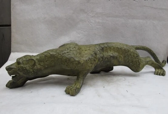 150401 S0226 China Folk Classic Bronze Copper animal Brutal leopard panther catamount statue discount 30% (C0324)