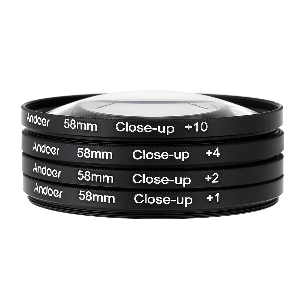 Andoer 58mm Macro Close-Up Filter Set +1 +2 +4 +10 with Pouch for Nikon Canon Rebel T5i T4i EOS 1100D 650D 600D DSLRs Camera
Andoer 58mm Macro Close-Up Filter Set +1 +2 +4 +10 with Pouch for Nikon Canon Rebel T5i T4i EOS 1100D 650D 600D DSLRs Camera