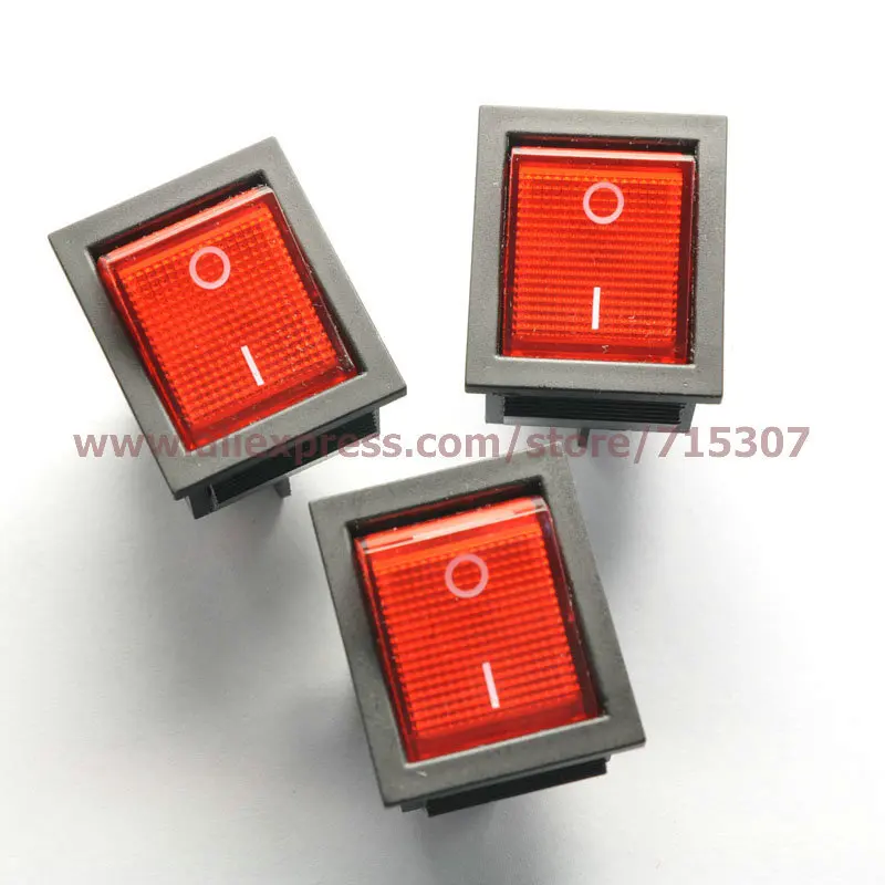 PHISCALE 10 шт./лот 4 контакта 16a 250 В красная кнопка с переключателем света|4 button switch|button
