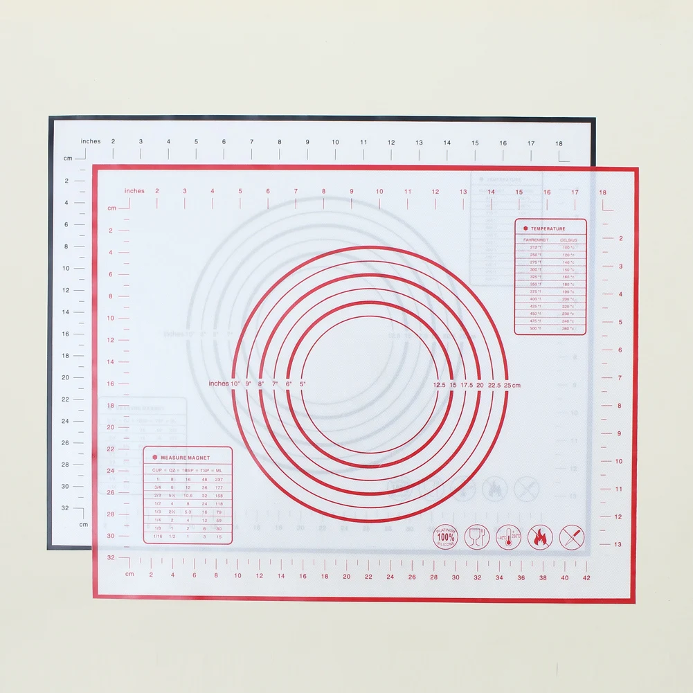 Non-Stick Silicone Baking Mat with Measurements Food Grade Silicone Pastry Mat for Kneading Baking Rolling Dough Fondant
Non-Stick Silicone Baking Mat with Measurements Food Grade Silicone Pastry Mat for Kneading Baking Rolling Dough Fondant