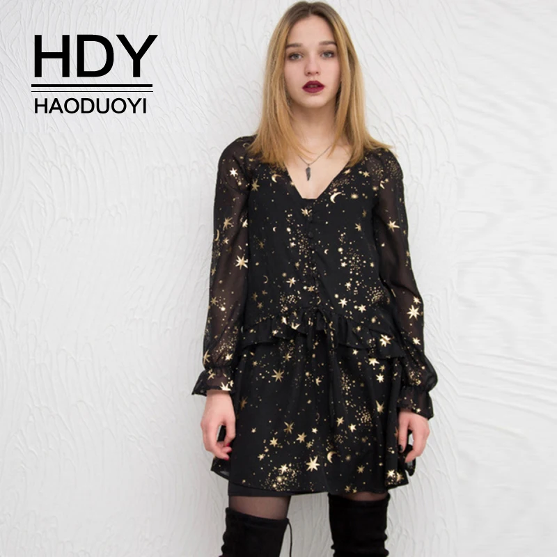 HDY 2019 Space Star Moon Dresses V-Neck Print Evening Party Dress Plus Size Summer Fall Dress Female Long Sleeve Vestidos Black
HDY 2019 Space Star Moon Dresses V-Neck Print Evening Party Dress Plus Size Summer Fall Dress Female Long Sleeve Vestidos Black