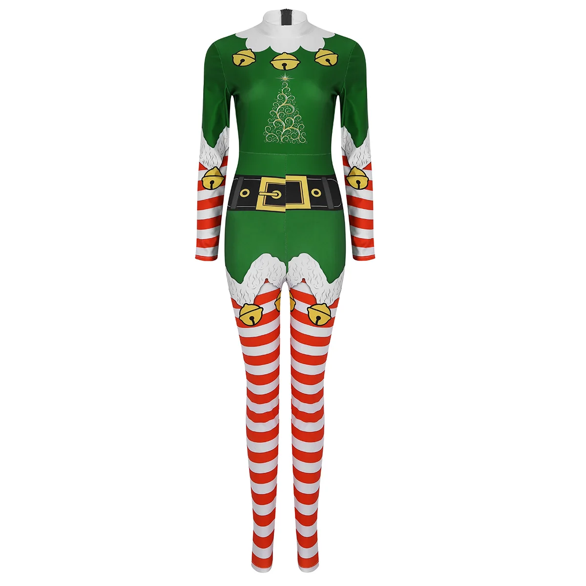 Cosplay&ware Tiaobug Women Long Sleeve Print Design Christmas Elf Costume Bodysuit Jumpsuit Female Xmas Fancy Cosplay Party Bodycon Catsuit 24 Cosplay&ware Tiaobug Women Long Sleeve Print Design Christmas Elf Costume Bodysuit Jumpsuit Female Xmas Fancy Cosplay Party Bodycon Catsuit -Cosplayware Store
