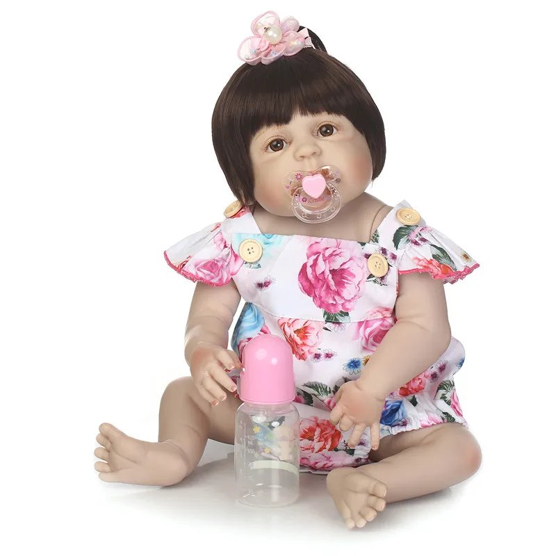 

NPK 55CM Bebe Soft Silicone Reborn Baby Doll Girl Toys 22inch Lifelike Babies Boneca Full VInyl Fashion Dolls Reborn Menina 2017